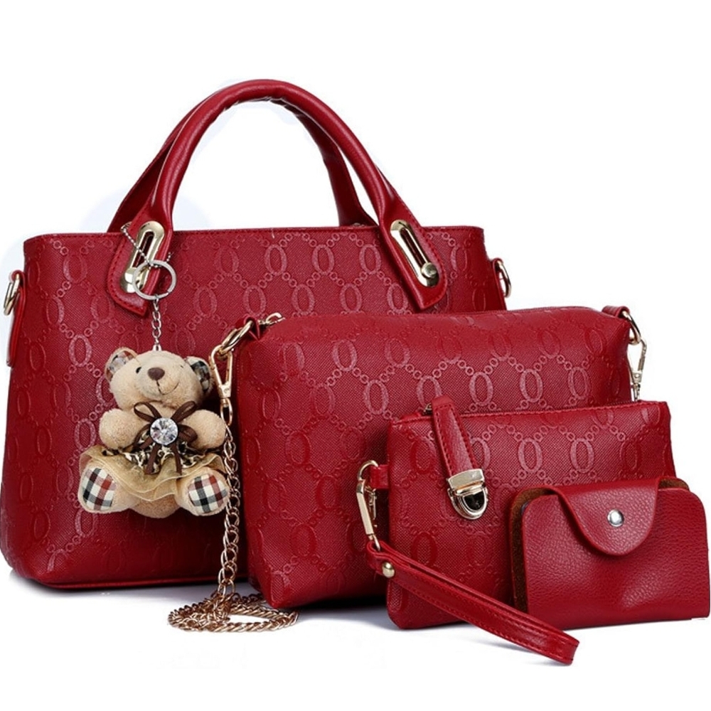 Elegant Red Women's Handbag Set